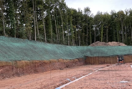 Fusion application with meadow seed mix to coir netted slope, Walsall